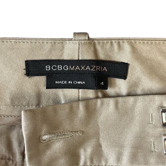 BCBGMAXAZRIA Wide Leg Crop Stitched Sides Chino Pant. Tan Size 4 #1342 NWOT - Picture 6 of 10